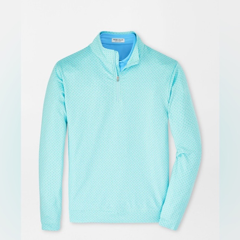 Peter Millar Golf Pullover Crown Sport Pina Skullada Print 1/4 Zip M L XL Blue